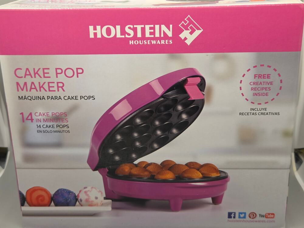 Holstein Housewares 14 Count Cake Pop Maker - Electric - Pink Round - NIB